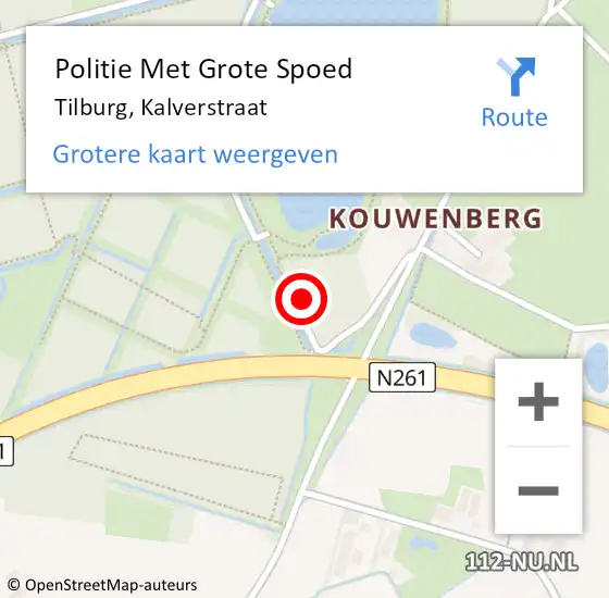 Locatie op kaart van de 112 melding: Politie Met Grote Spoed Naar Tilburg, Kalverstraat op 20 augustus 2023 17:37