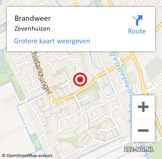 Locatie op kaart van de 112 melding: Brandweer Zevenhuizen op 20 augustus 2023 17:54