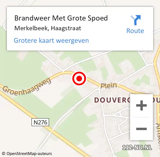 Locatie op kaart van de 112 melding: Brandweer Met Grote Spoed Naar Merkelbeek, Haagstraat op 20 augustus 2023 18:25