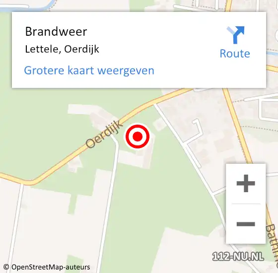 Locatie op kaart van de 112 melding: Brandweer Lettele, Oerdijk op 5 september 2013 23:17