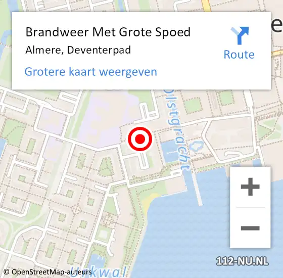 Locatie op kaart van de 112 melding: Brandweer Met Grote Spoed Naar Almere, Deventerpad op 20 augustus 2023 18:46