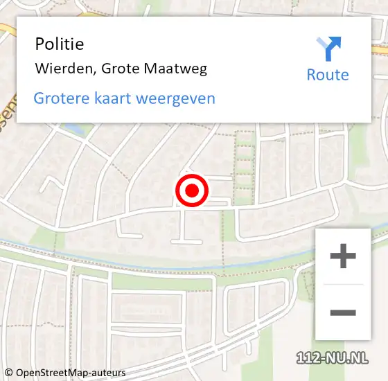 Locatie op kaart van de 112 melding: Politie Wierden, Grote Maatweg op 20 augustus 2023 18:58