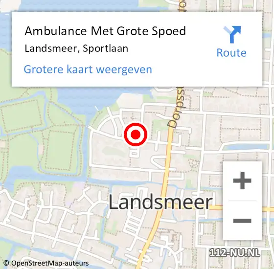 Locatie op kaart van de 112 melding: Ambulance Met Grote Spoed Naar Landsmeer, Sportlaan op 20 augustus 2023 19:14