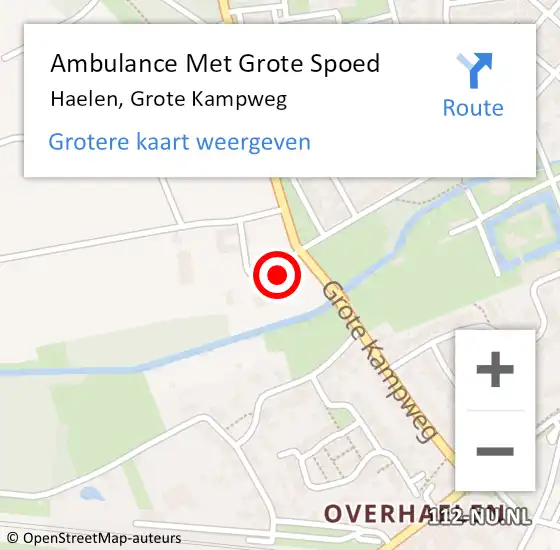 Locatie op kaart van de 112 melding: Ambulance Met Grote Spoed Naar Haelen, Grote Kampweg op 20 augustus 2023 19:14