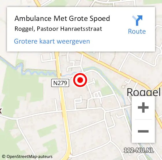 Locatie op kaart van de 112 melding: Ambulance Met Grote Spoed Naar Roggel, Pastoor Hanraetsstraat op 20 augustus 2023 20:03