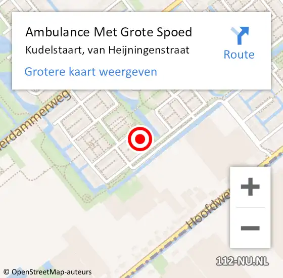 Locatie op kaart van de 112 melding: Ambulance Met Grote Spoed Naar Kudelstaart, van Heijningenstraat op 20 augustus 2023 20:03