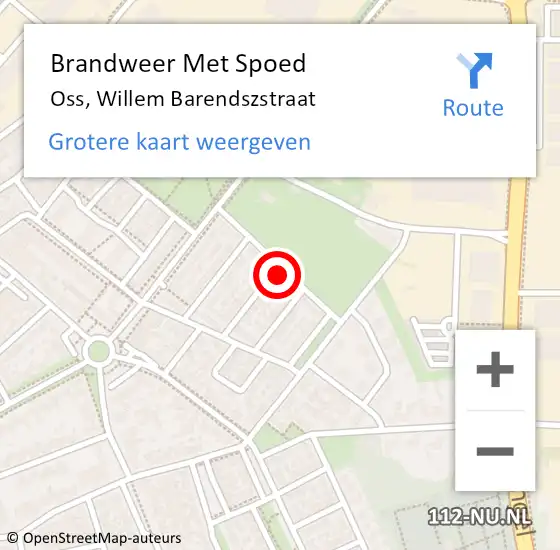 Locatie op kaart van de 112 melding: Brandweer Met Spoed Naar Oss, Willem Barendszstraat op 20 augustus 2023 22:07