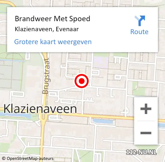 Locatie op kaart van de 112 melding: Brandweer Met Spoed Naar Klazienaveen, Evenaar op 20 augustus 2023 22:16