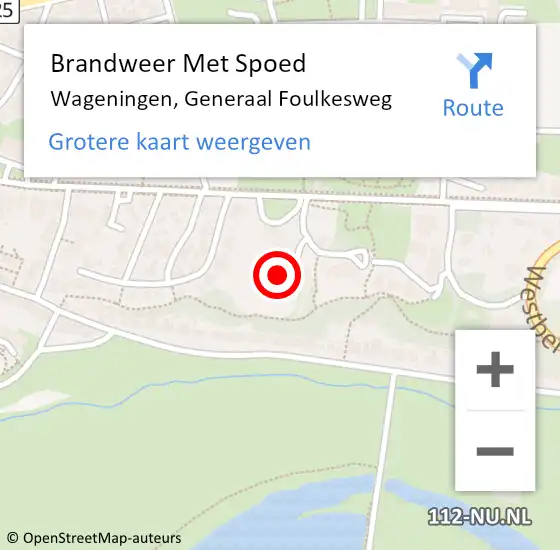 Locatie op kaart van de 112 melding: Brandweer Met Spoed Naar Wageningen, Generaal Foulkesweg op 20 augustus 2023 22:35