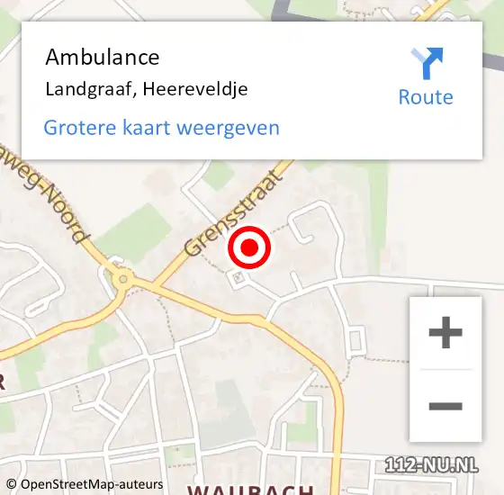 Locatie op kaart van de 112 melding: Ambulance Landgraaf, Heereveldje op 5 september 2014 12:08