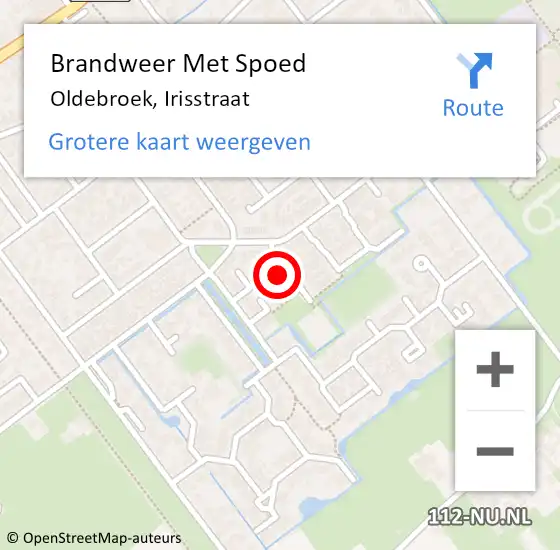 Locatie op kaart van de 112 melding: Brandweer Met Spoed Naar Oldebroek, Irisstraat op 20 augustus 2023 22:41