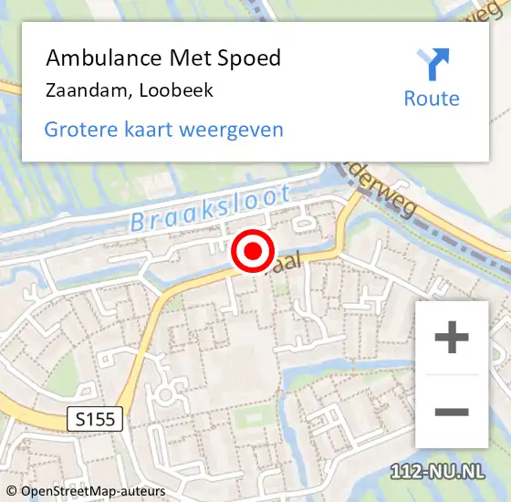 Locatie op kaart van de 112 melding: Ambulance Met Spoed Naar Zaandam, Loobeek op 20 augustus 2023 22:48