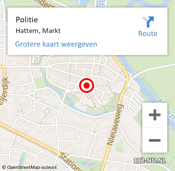 Locatie op kaart van de 112 melding: Politie Hattem, Markt op 20 augustus 2023 22:59