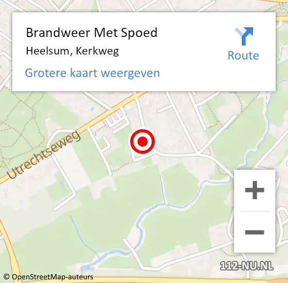 Locatie op kaart van de 112 melding: Brandweer Met Spoed Naar Heelsum, Kerkweg op 20 augustus 2023 23:02