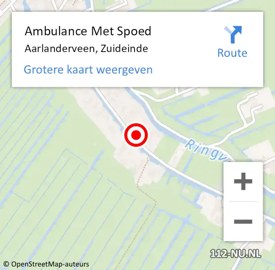 Locatie op kaart van de 112 melding: Ambulance Met Spoed Naar Aarlanderveen, Zuideinde op 20 augustus 2023 23:20