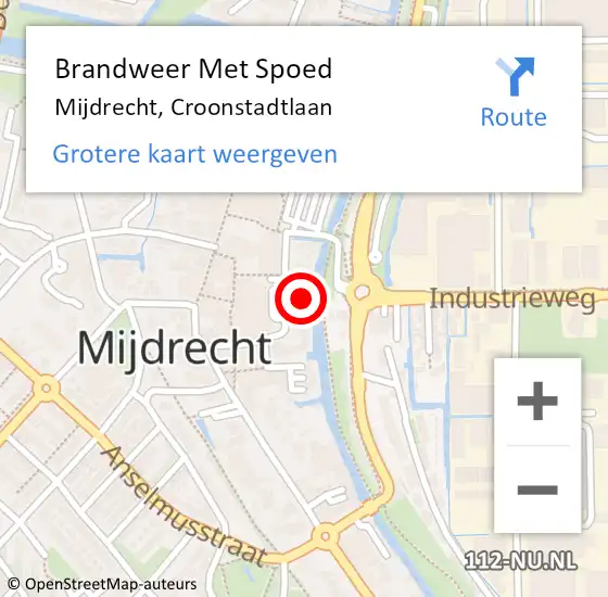 Locatie op kaart van de 112 melding: Brandweer Met Spoed Naar Mijdrecht, Croonstadtlaan op 20 augustus 2023 23:38