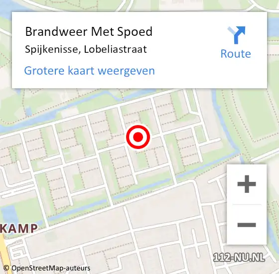 Locatie op kaart van de 112 melding: Brandweer Met Spoed Naar Spijkenisse, Lobeliastraat op 20 augustus 2023 23:53