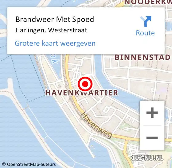 Locatie op kaart van de 112 melding: Brandweer Met Spoed Naar Harlingen, Westerstraat op 20 augustus 2023 23:54