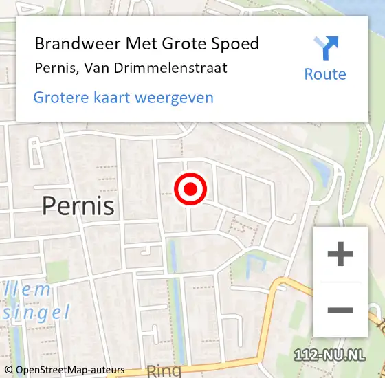 Locatie op kaart van de 112 melding: Brandweer Met Grote Spoed Naar Pernis, Van Drimmelenstraat op 21 augustus 2023 00:19