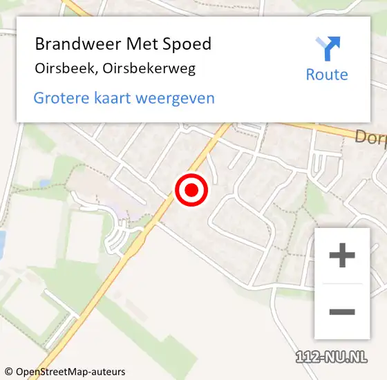 Locatie op kaart van de 112 melding: Brandweer Met Spoed Naar Oirsbeek, Oirsbekerweg op 21 augustus 2023 00:45