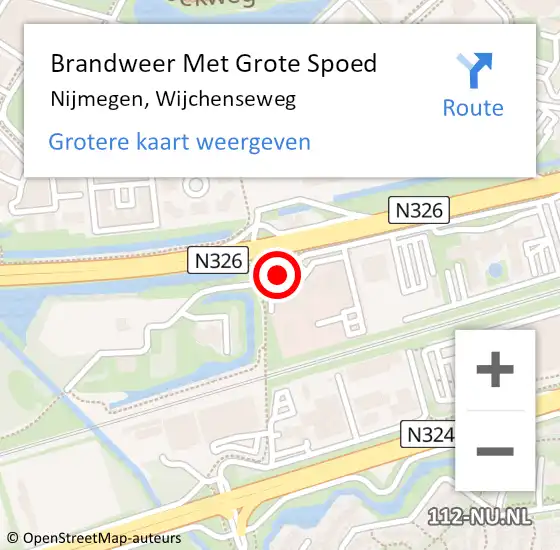 Locatie op kaart van de 112 melding: Brandweer Met Grote Spoed Naar Nijmegen, Wijchenseweg op 21 augustus 2023 01:08