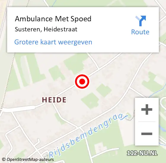 Locatie op kaart van de 112 melding: Ambulance Met Spoed Naar Susteren, Heidestraat op 21 augustus 2023 01:50