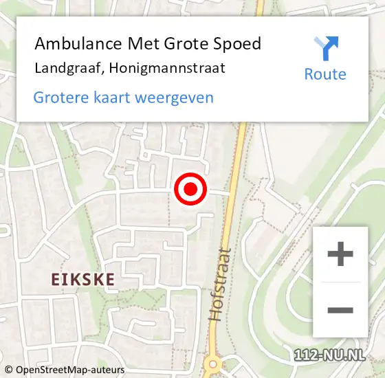 Locatie op kaart van de 112 melding: Ambulance Met Grote Spoed Naar Landgraaf, Honigmannstraat op 5 september 2014 12:17