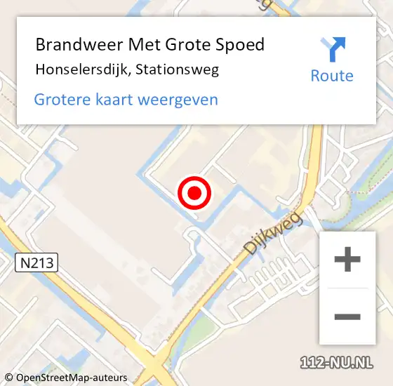 Locatie op kaart van de 112 melding: Brandweer Met Grote Spoed Naar Honselersdijk, Stationsweg op 21 augustus 2023 05:15