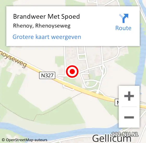 Locatie op kaart van de 112 melding: Brandweer Met Spoed Naar Rhenoy, Rhenoyseweg op 21 augustus 2023 05:16