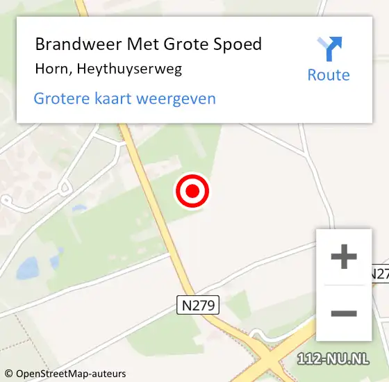 Locatie op kaart van de 112 melding: Brandweer Met Grote Spoed Naar Horn, Heythuyserweg op 21 augustus 2023 05:53