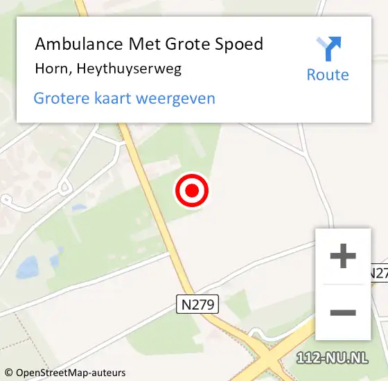 Locatie op kaart van de 112 melding: Ambulance Met Grote Spoed Naar Horn, Heythuyserweg op 21 augustus 2023 05:54