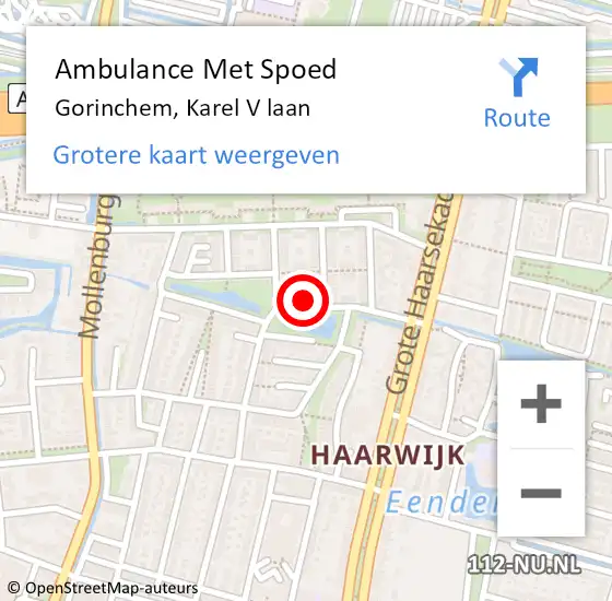 Locatie op kaart van de 112 melding: Ambulance Met Spoed Naar Gorinchem, Karel V laan op 21 augustus 2023 06:19