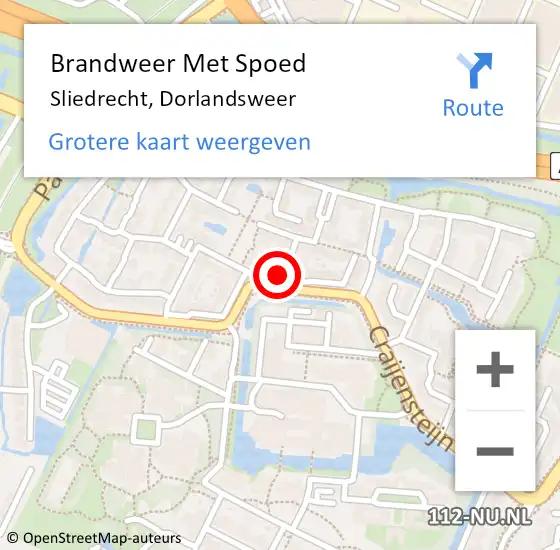 Locatie op kaart van de 112 melding: Brandweer Met Spoed Naar Sliedrecht, Dorlandsweer op 21 augustus 2023 06:28