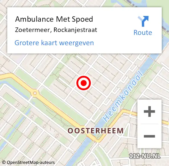 Locatie op kaart van de 112 melding: Ambulance Met Spoed Naar Zoetermeer, Rockanjestraat op 21 augustus 2023 07:14