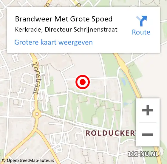 Locatie op kaart van de 112 melding: Brandweer Met Grote Spoed Naar Kerkrade, Directeur Schrijnenstraat op 21 augustus 2023 07:44