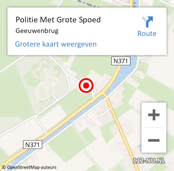 Locatie op kaart van de 112 melding: Politie Met Grote Spoed Naar Geeuwenbrug op 21 augustus 2023 07:45