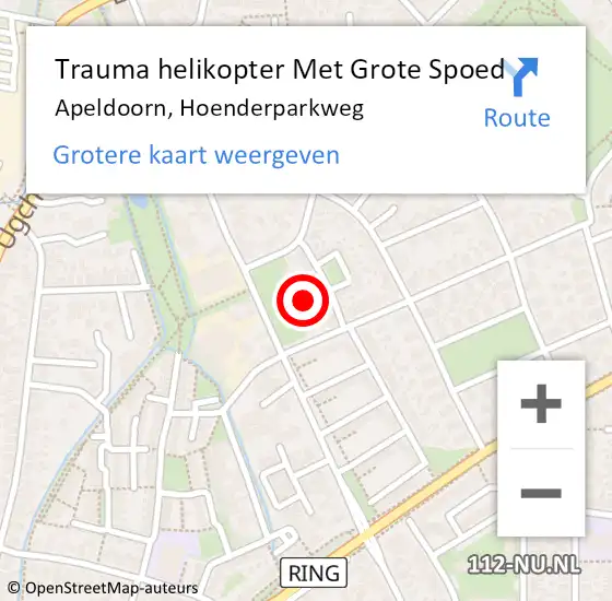 Locatie op kaart van de 112 melding: Trauma helikopter Met Grote Spoed Naar Apeldoorn, Hoenderparkweg op 21 augustus 2023 08:29