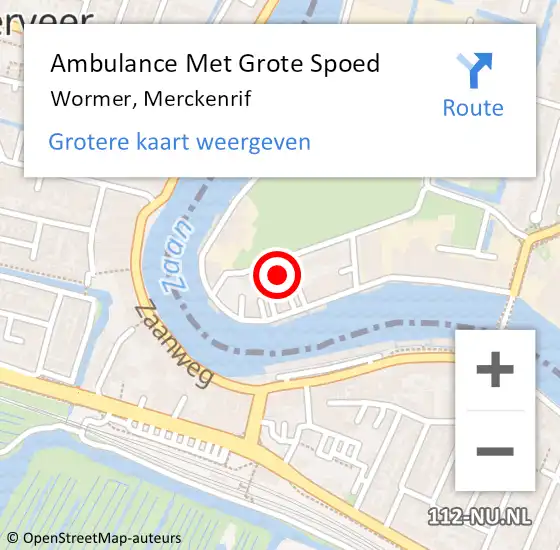 Locatie op kaart van de 112 melding: Ambulance Met Grote Spoed Naar Wormer, Merckenrif op 21 augustus 2023 08:38