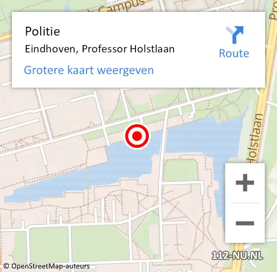 Locatie op kaart van de 112 melding: Politie Eindhoven, Professor Holstlaan op 21 augustus 2023 08:46