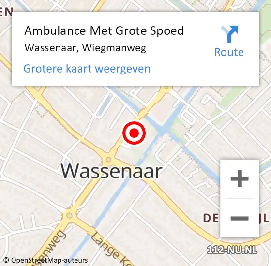 Locatie op kaart van de 112 melding: Ambulance Met Grote Spoed Naar Wassenaar, Wiegmanweg op 21 augustus 2023 08:59