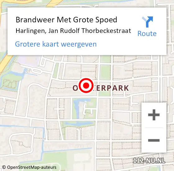 Locatie op kaart van de 112 melding: Brandweer Met Grote Spoed Naar Harlingen, Jan Rudolf Thorbeckestraat op 21 augustus 2023 09:01