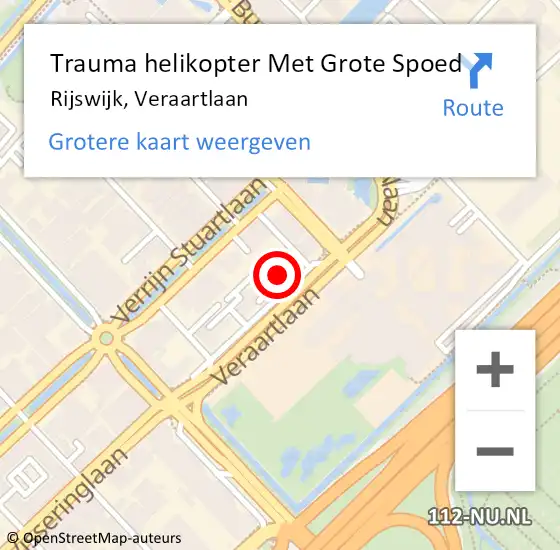 Locatie op kaart van de 112 melding: Trauma helikopter Met Grote Spoed Naar Rijswijk, Veraartlaan op 21 augustus 2023 09:26