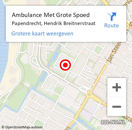 Locatie op kaart van de 112 melding: Ambulance Met Grote Spoed Naar Papendrecht, Hendrik Breitnerstraat op 21 augustus 2023 09:38