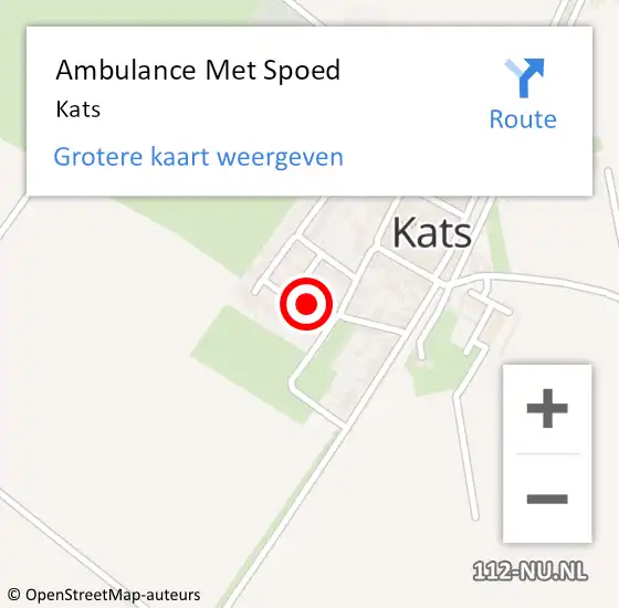 Locatie op kaart van de 112 melding: Ambulance Met Spoed Naar Kats op 21 augustus 2023 09:40