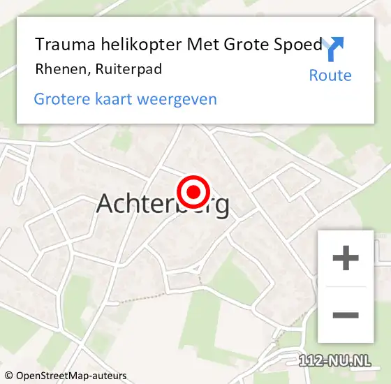 Locatie op kaart van de 112 melding: Trauma helikopter Met Grote Spoed Naar Rhenen, Ruiterpad op 21 augustus 2023 10:02