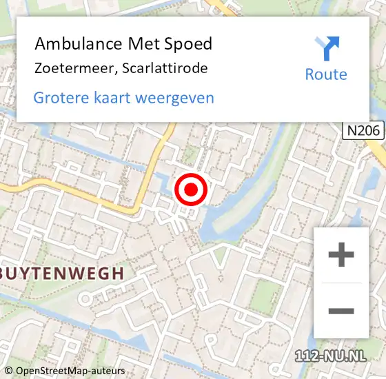 Locatie op kaart van de 112 melding: Ambulance Met Spoed Naar Zoetermeer, Scarlattirode op 21 augustus 2023 10:28