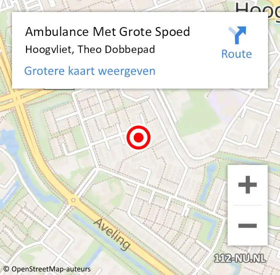 Locatie op kaart van de 112 melding: Ambulance Met Grote Spoed Naar Hoogvliet, Theo Dobbepad op 21 augustus 2023 10:44