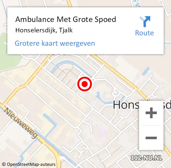 Locatie op kaart van de 112 melding: Ambulance Met Grote Spoed Naar Honselersdijk, Tjalk op 21 augustus 2023 11:15