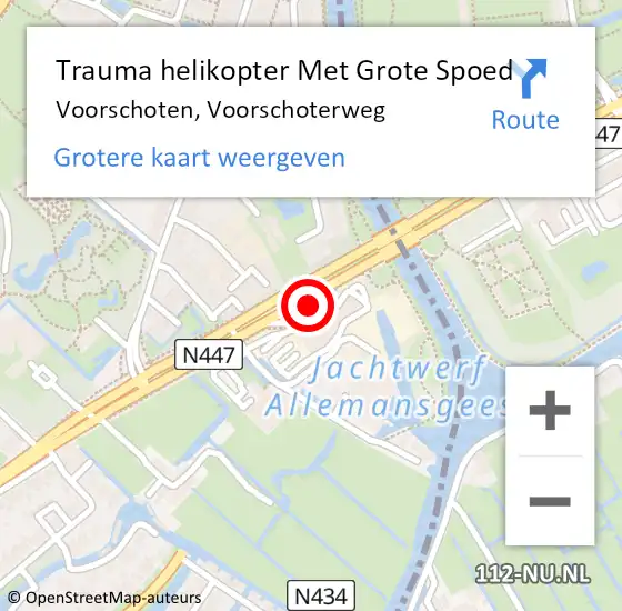 Locatie op kaart van de 112 melding: Trauma helikopter Met Grote Spoed Naar Voorschoten, Voorschoterweg op 21 augustus 2023 11:56