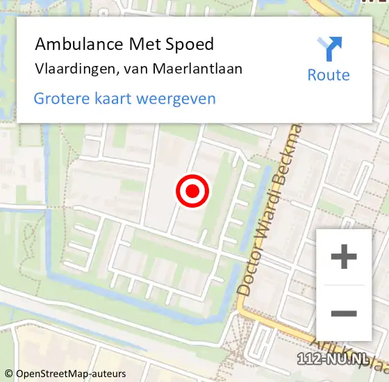 Locatie op kaart van de 112 melding: Ambulance Met Spoed Naar Vlaardingen, van Maerlantlaan op 21 augustus 2023 12:02